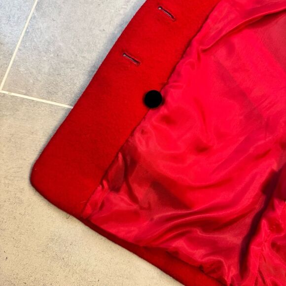 VTG RZR Red Wool Jacket Riding Equestrian Longline Black Velvet Trim MadeRomania - Picture 11 of 13